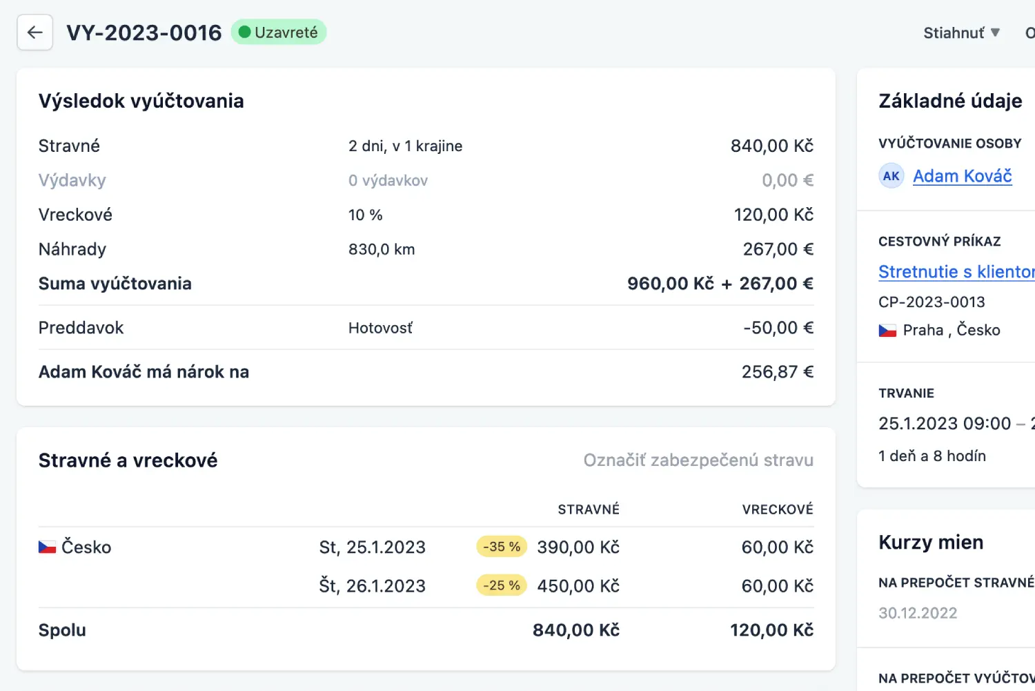 Snímok z aplikácie Služobka